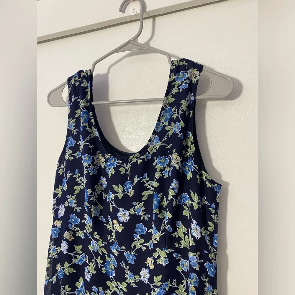 Vintage 90s Navy Floral Maxi Dress Size Medium - Picture 5 of 7